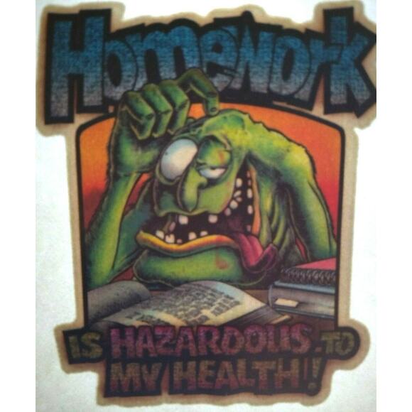 Homework Monster Screamin Gleamin Glitter Iron-On Decal Donruss Vintage Original - Picture 1 of 4